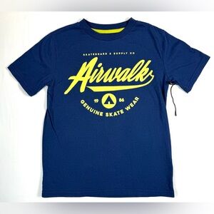 NWOT AIRWALK Genuine Skate Wear 1986 Blue Crewneck Graphic T-Shirt Size Small